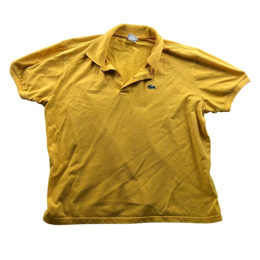 Lacoste Mens Polo Shirt Size 8 Short Sleeve Classic Casual Yellow Embroidered